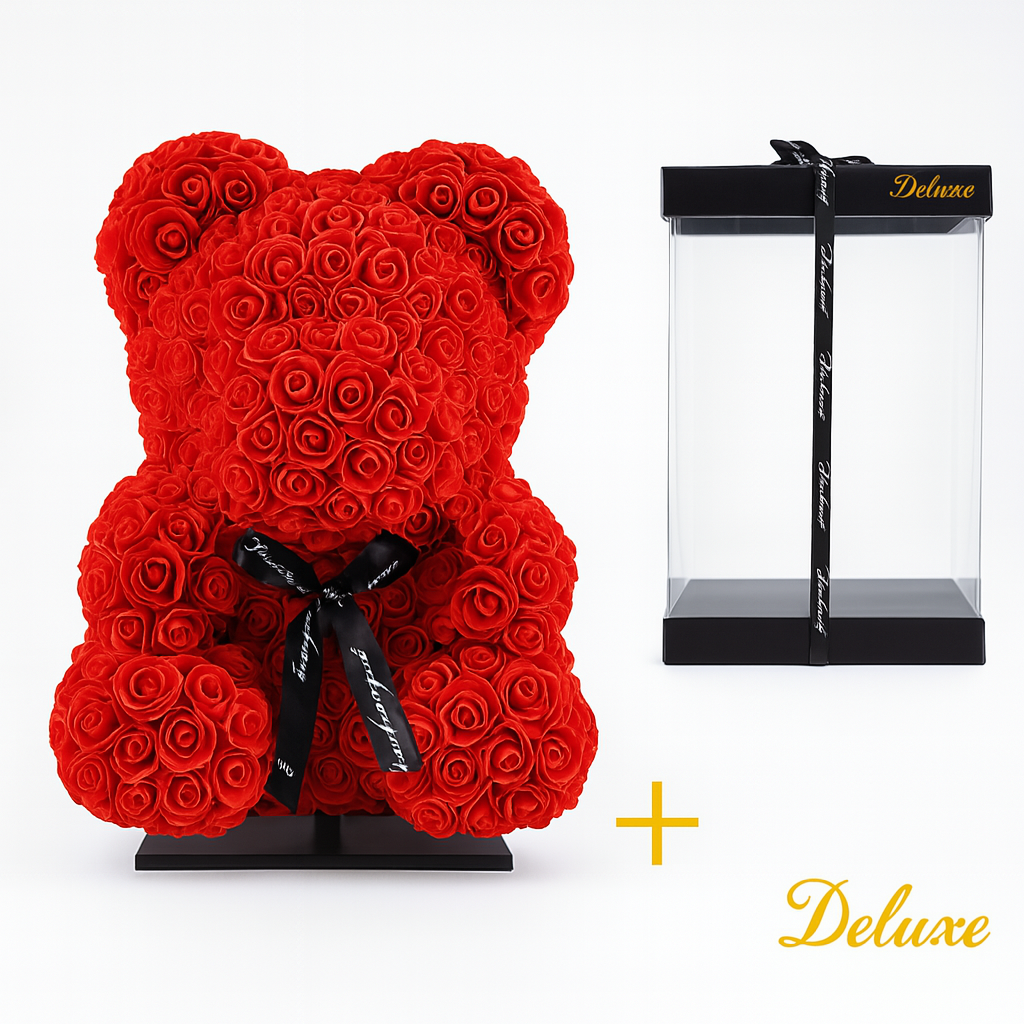 Luxe Rode Foam Beer op Standaard 40 cm – Geschenken & Woondecoratie in Cadeauverpakking