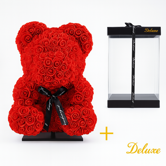 Luxe Rode Foam Beer op Standaard 40 cm – Geschenken & Woondecoratie in Cadeauverpakking