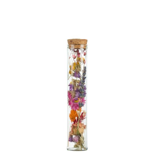 Droogbloemen Wish Bottle Medium Multi – Decoratieve Glazen Fles met Gedroogde Bloemen 15 cm – 6 stuks