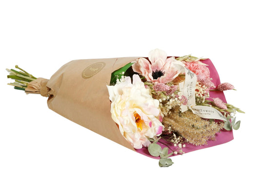 Droogbloemen & Zijde Pioenrozen – Romantisch Boeket – 55 cm